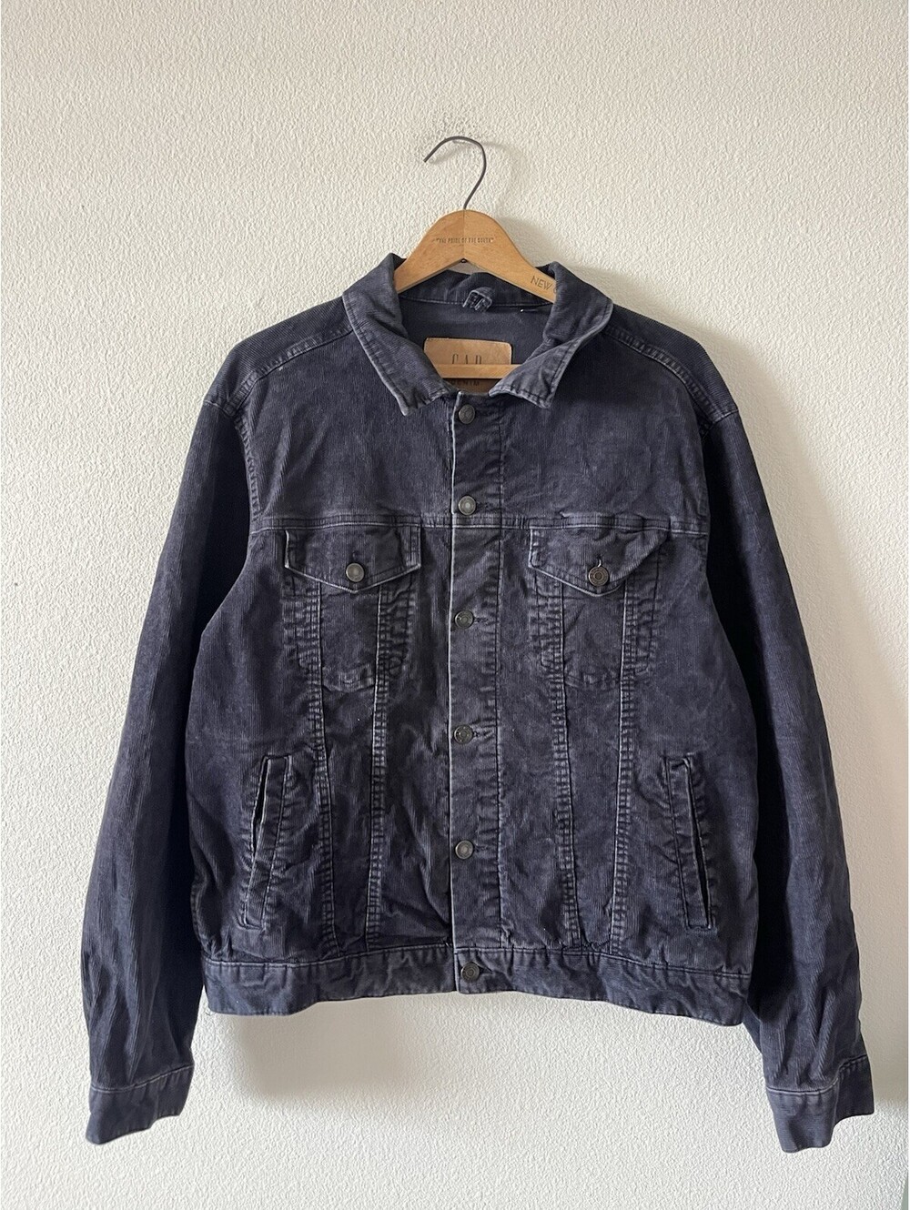 Vintage GAP Black Corduroy Trucker Jacket Mens Size Large